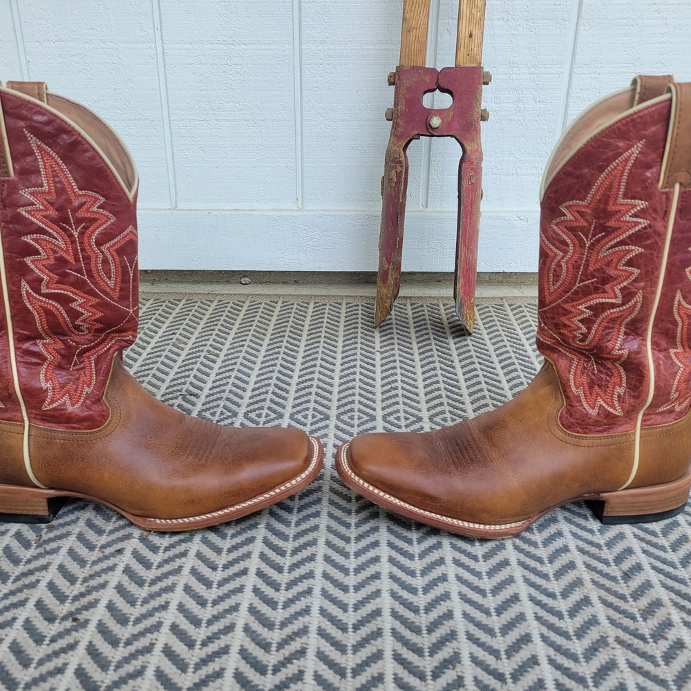 Men's Cody James Brown and Red Square Toe Western Boots